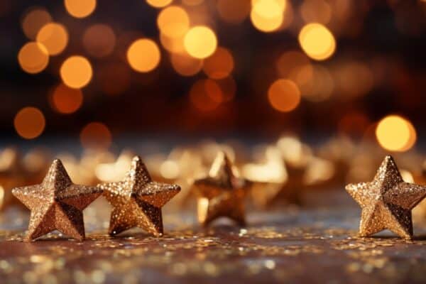 Holiday Shimmer: Golden Stars and Festive Lights